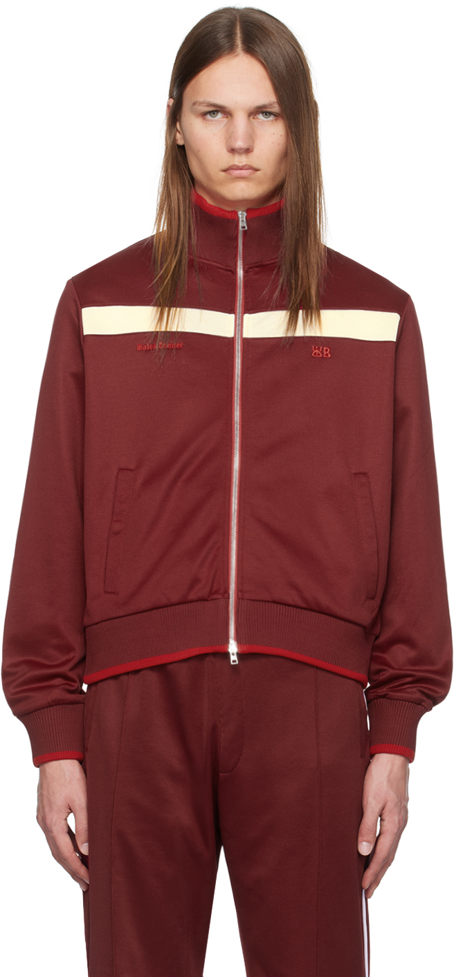 Shop Wales Bonner Burgundy Essence Track Jacket In Burgundy Red