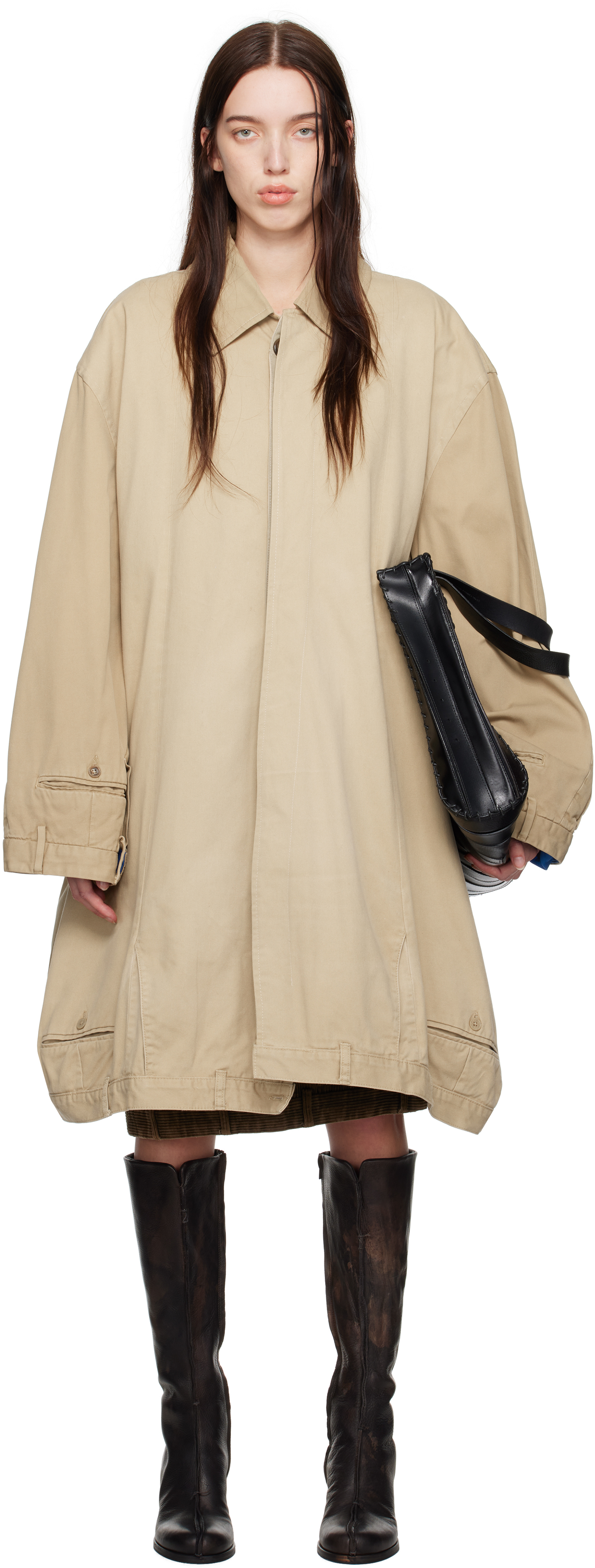 Shop Hodakova Beige Upside Down Chino Trench Coat