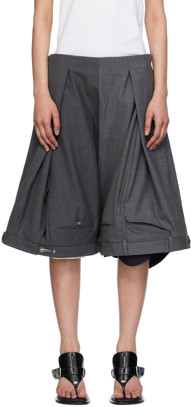 Hodakova Gray Suit Trouser Shorts In Grey