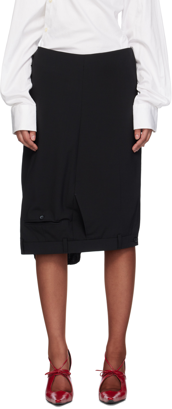 Shop Hodakova Black Upside Down Trouser Midi Skirt