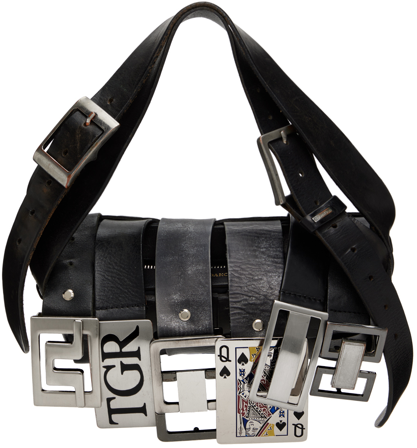 Shop Hodakova Black Buckle Baguette Bag