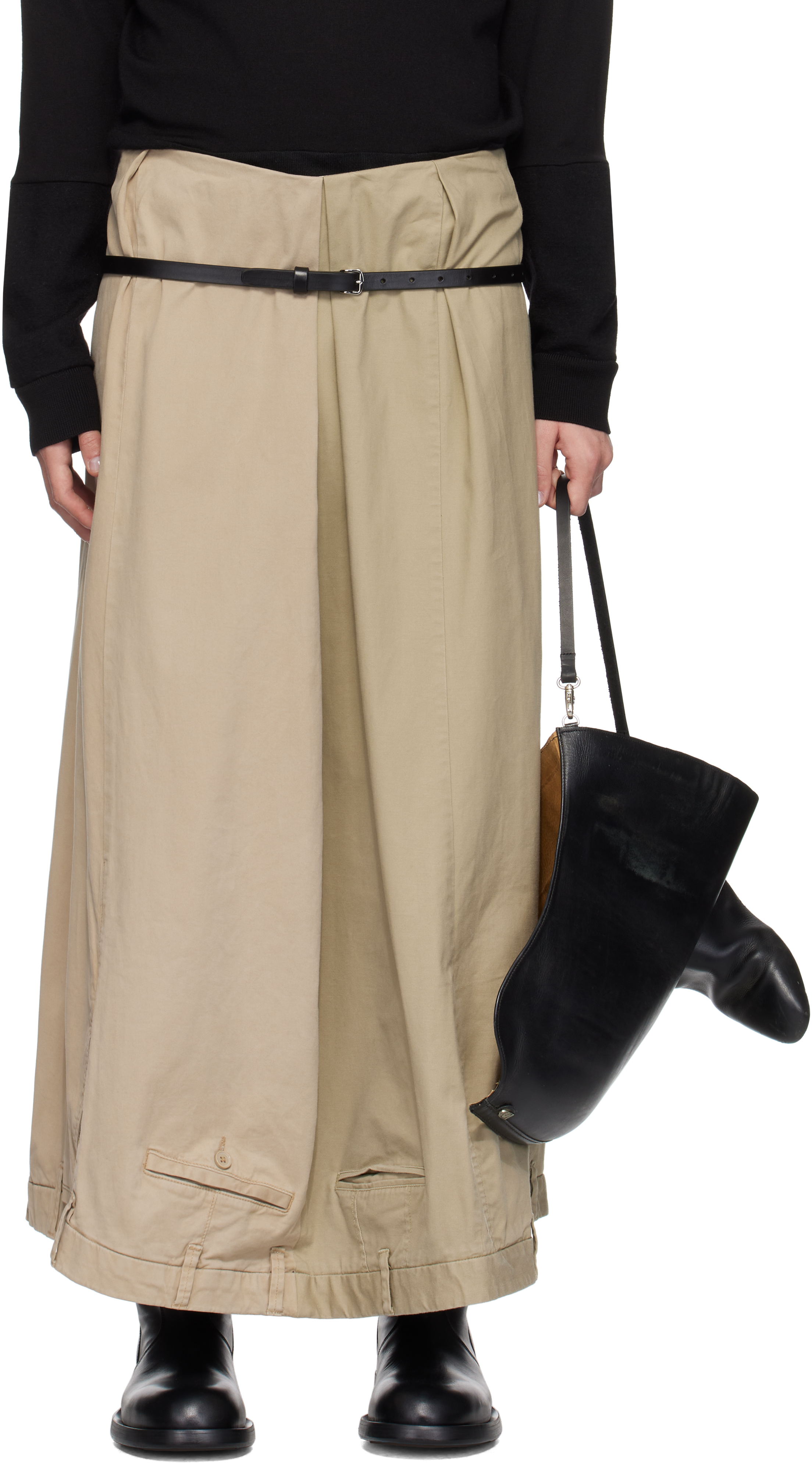 Beige Upside Down Maxi Skirt