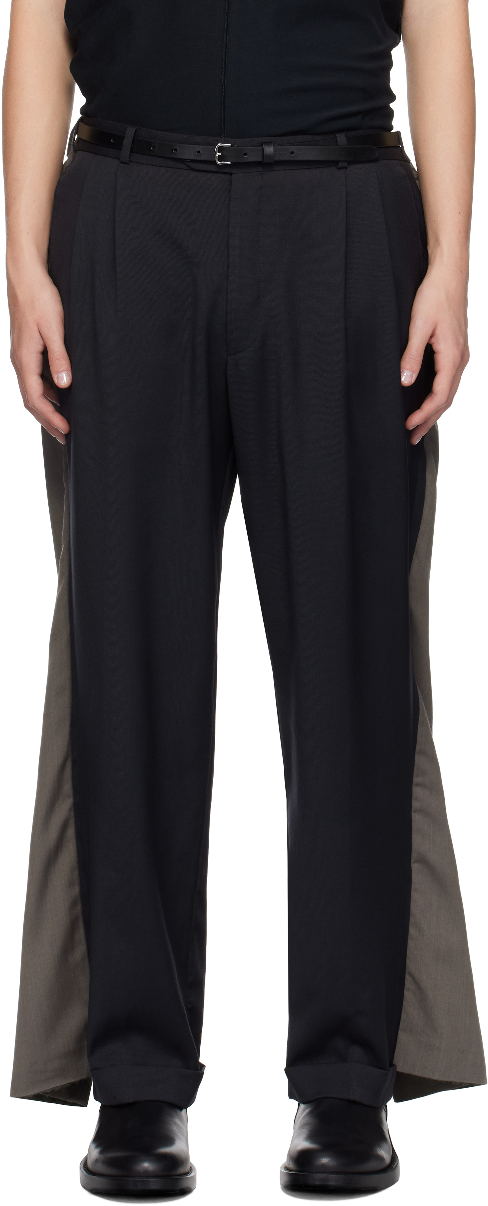 Hodakova Navy & Taupe Double Suit Trousers In Multi