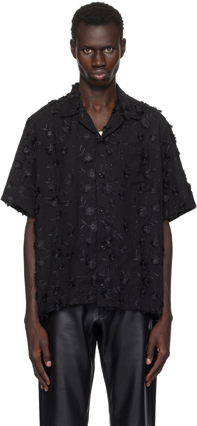 Black Ture Embroidered Floral Shirt