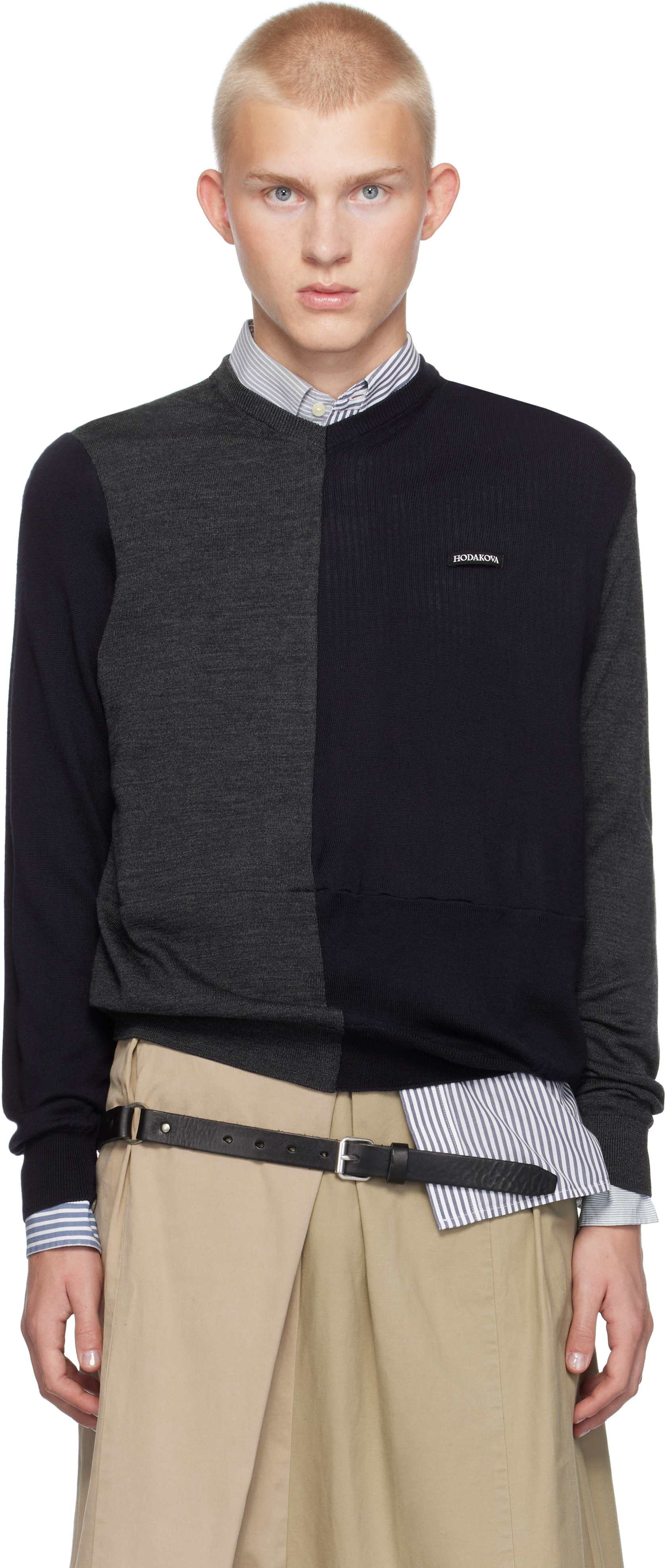 Navy & Gray 'The Knitted Patch' Sweater