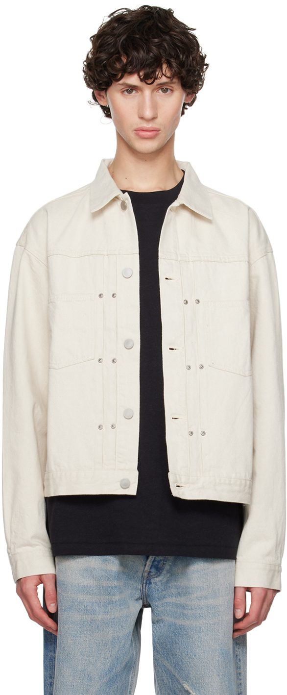 Shop John Elliott Off-white Thumper Type Ii Denim Jacket In Natural