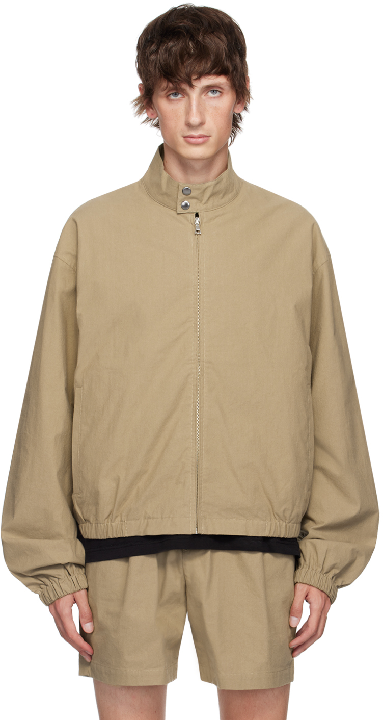 JOHN ELLIOTT BEIGE COTTON HARRINGTON JACKET 