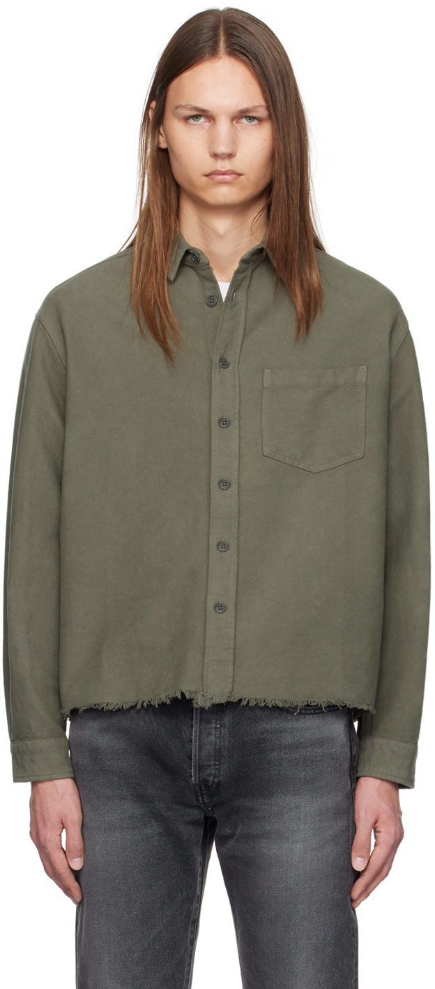 Shop John Elliott Khaki Solid Hemi Oversized Shirt In Olive