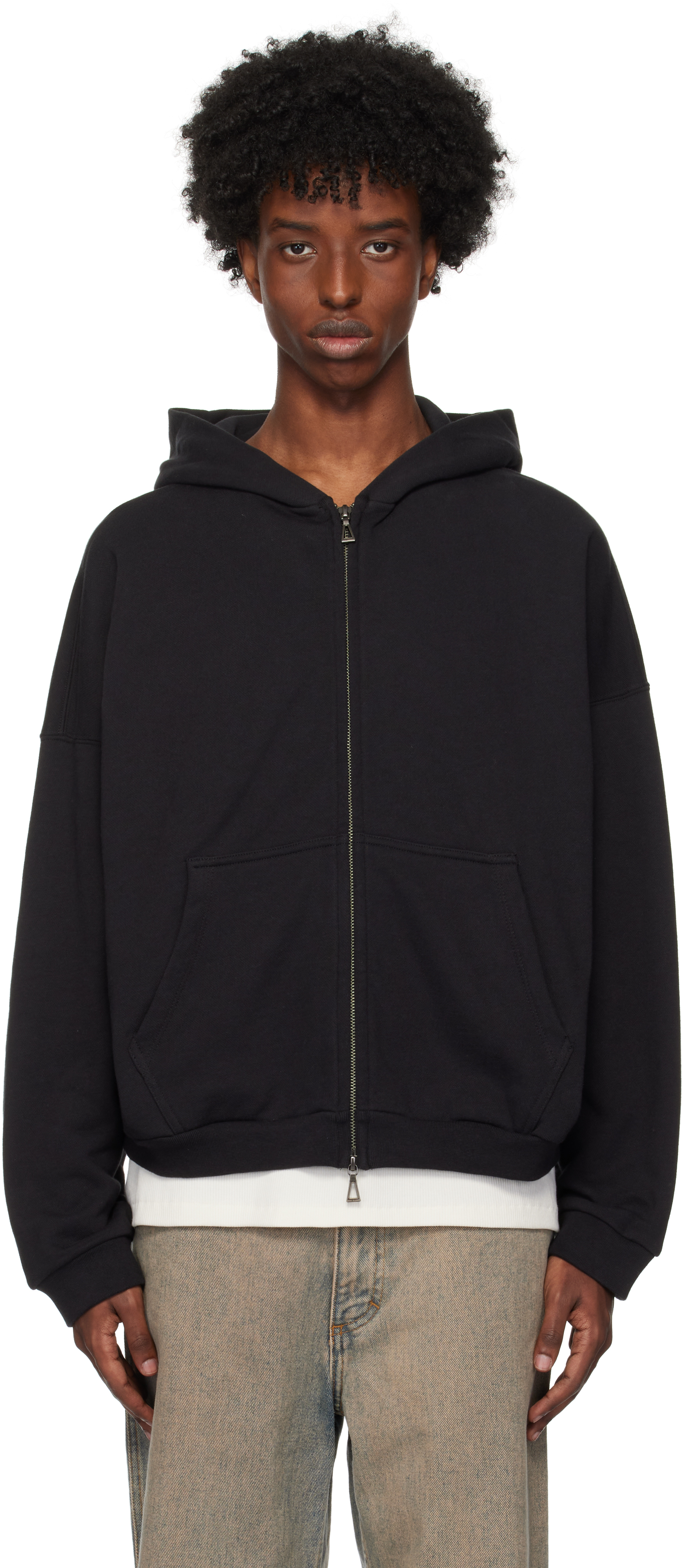 John Elliott Black Frances Full Zip Hoodie SSENSE Canada