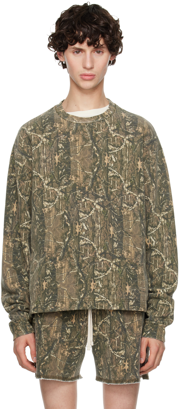 Shop John Elliott Khaki Skeptic Sweatshirt In Tree Camo