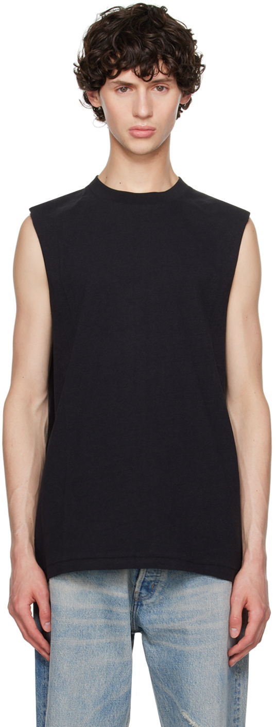 Black Cut-Off Campus Tank Top