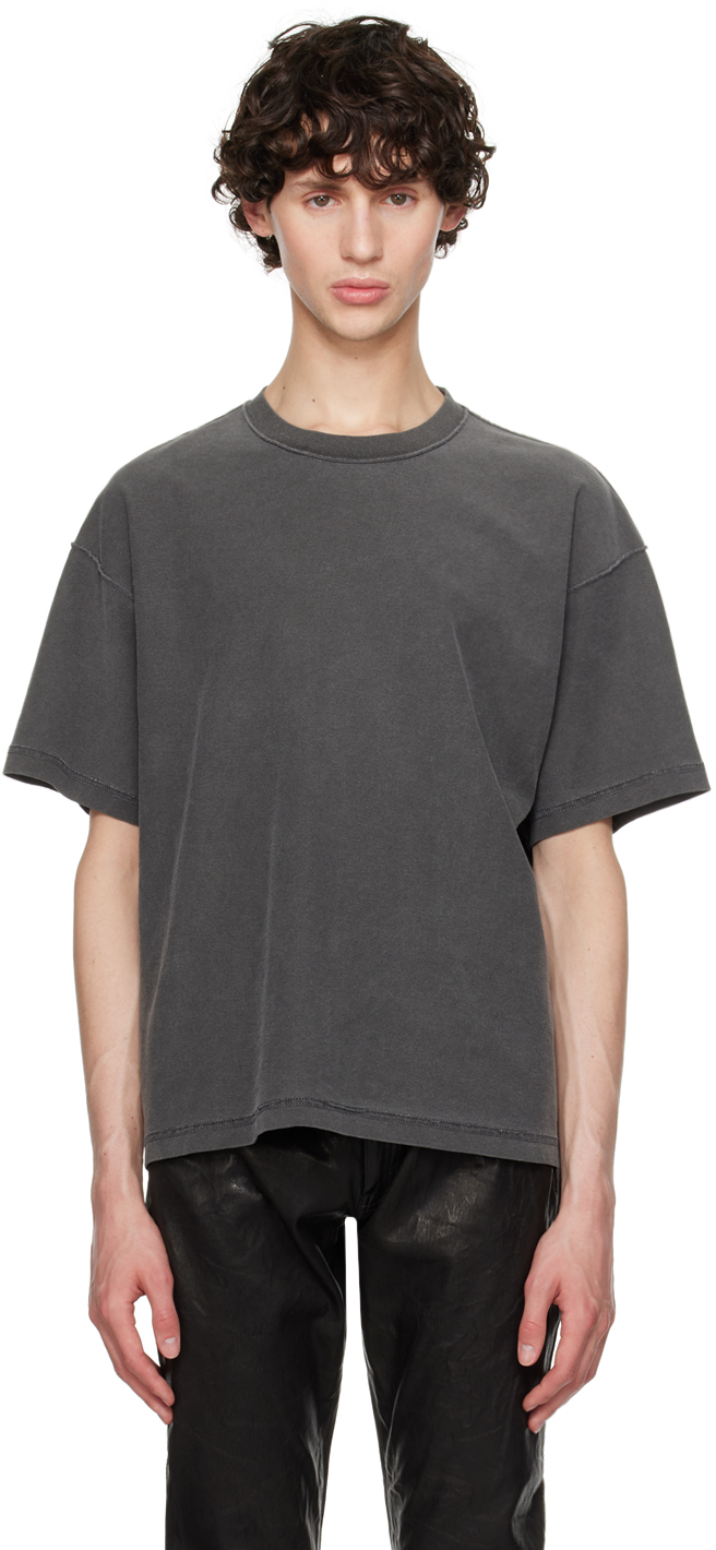 Shop John Elliott Gray Reversed Cropped T-shirt In Washed Black