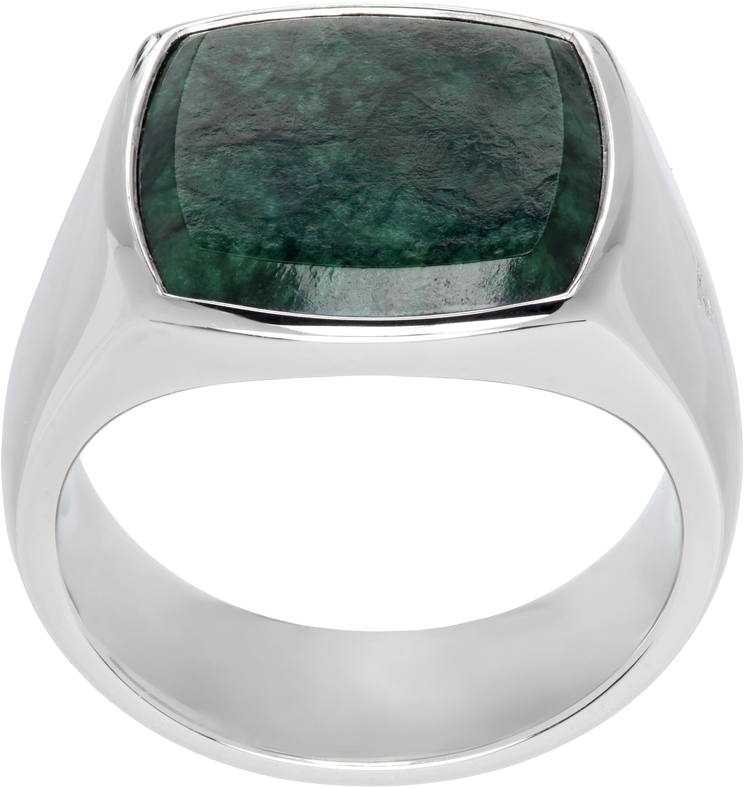 Shop Tom Wood Silver & Green Cushion Marble Ring In 925 Silver