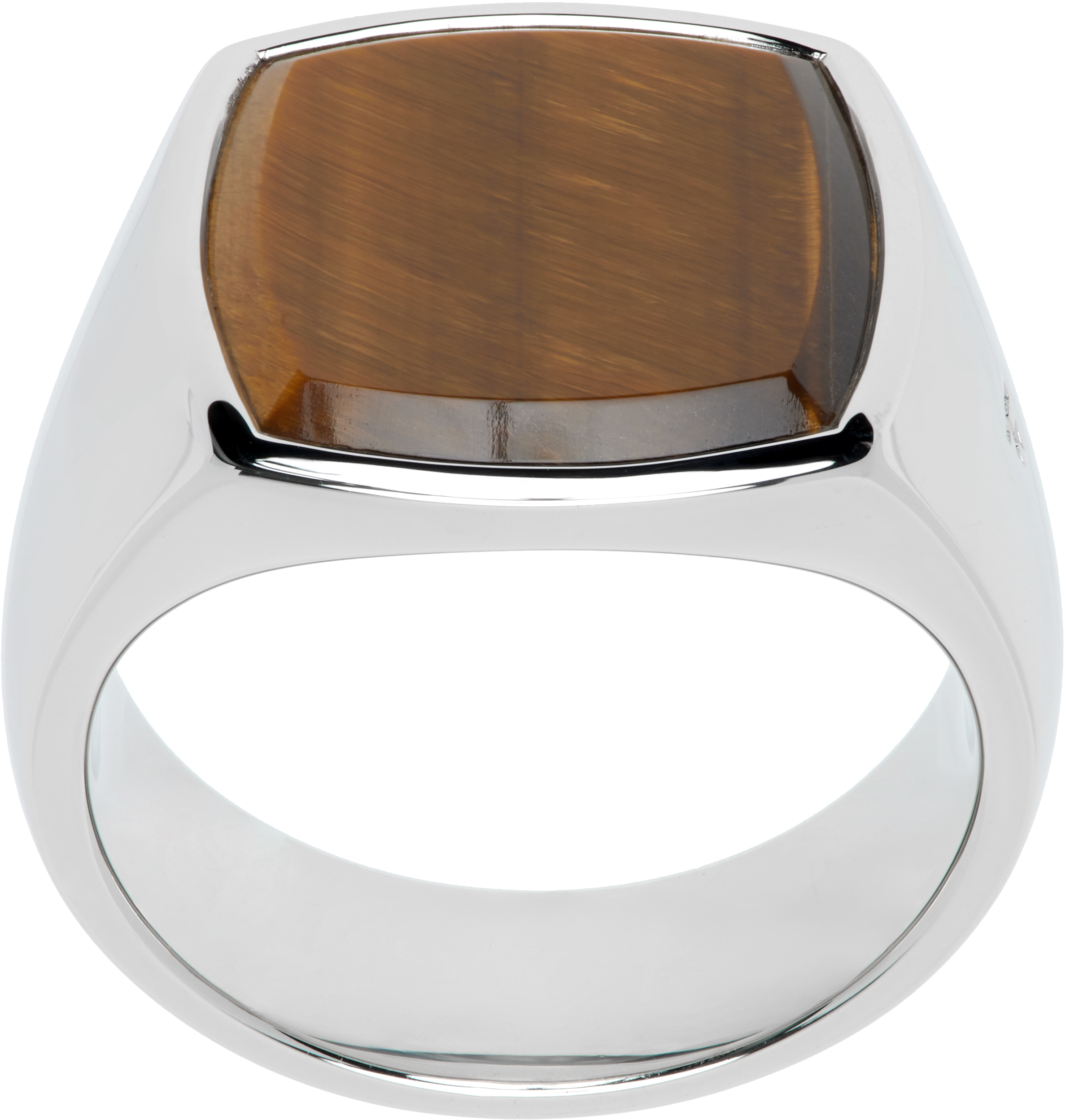 Silver Tiger Eye Cushion Ring