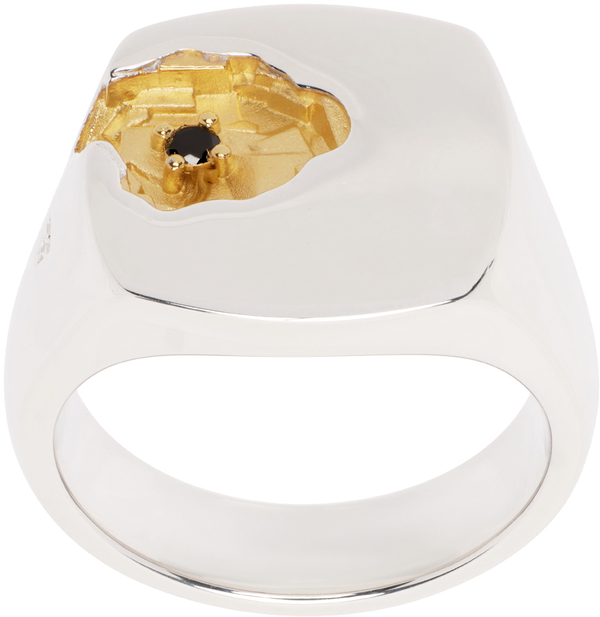 Shop Tom Wood Silver & Gold Mined Ring In 925 Silver/gold