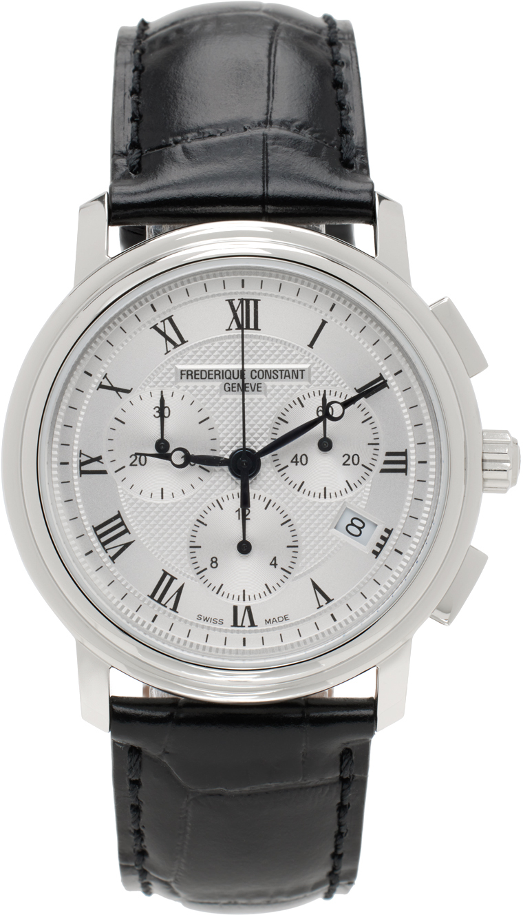 Frederique Constant Silver & Black Classics Quartz Chronograph Watch In Blue