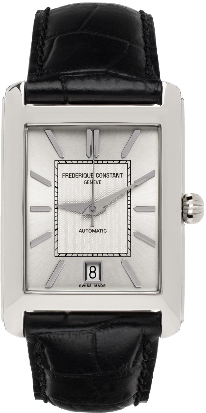 Shop Frederique Constant Black & Silver Classics Carree Automatic Watch In Black/silver