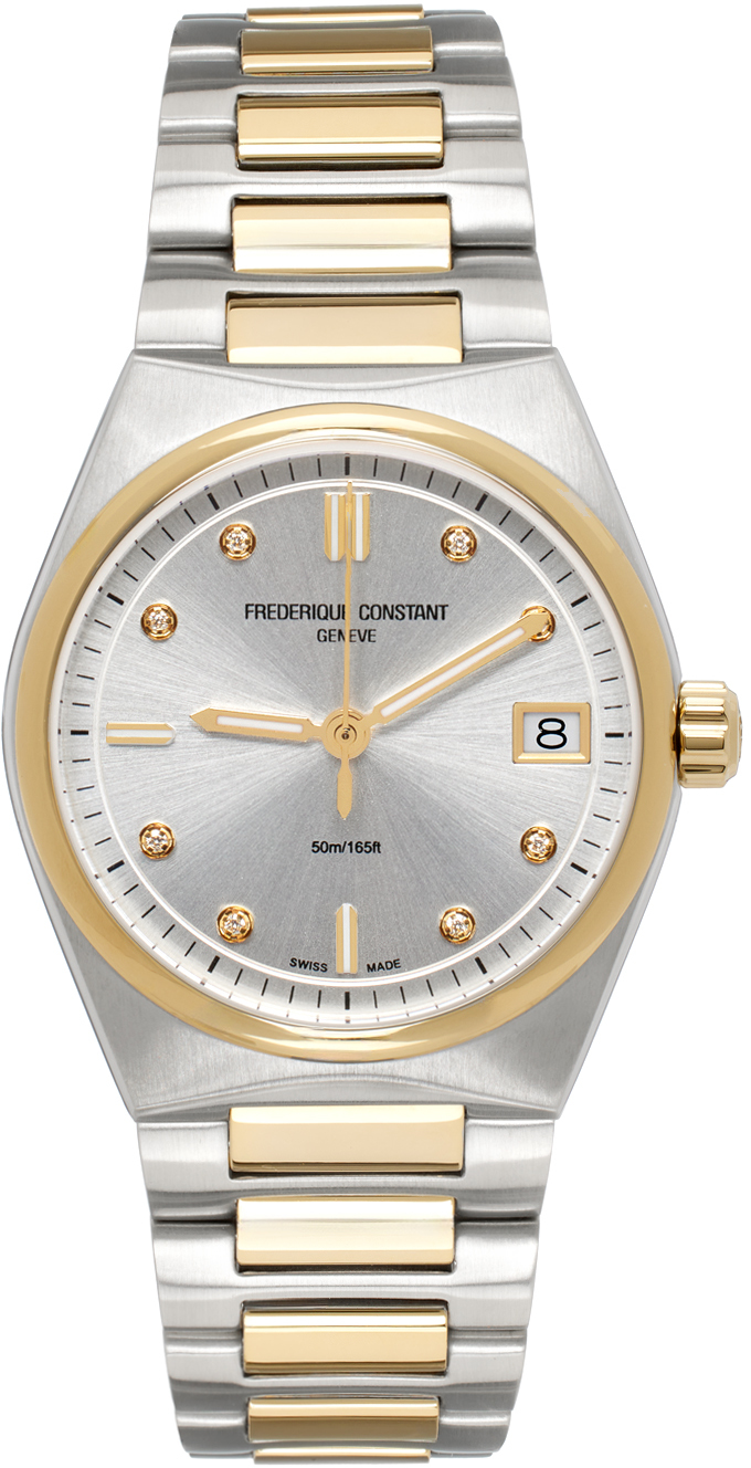 Shop Frederique Constant Silver & Gold Highlife Ladies Quartz Watch In Silver Gold