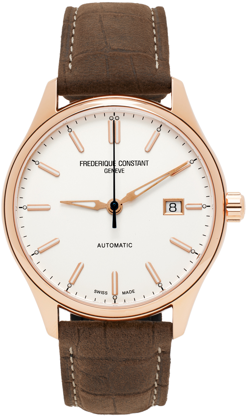 Frederique Constant Brown Classics Index Automatic Watch In Rose Gold Brown