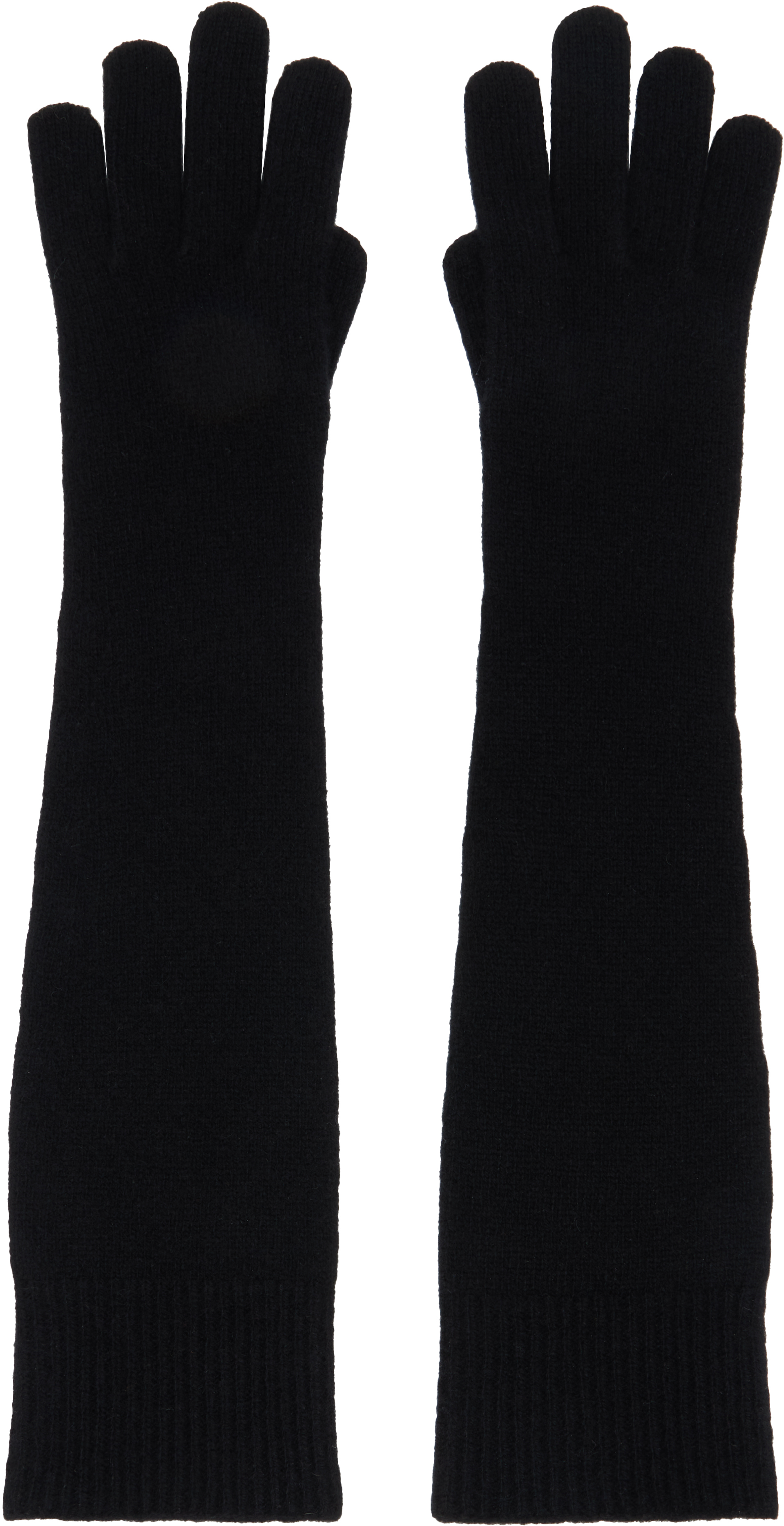 Totême Black Long Knit Gloves In Black 001