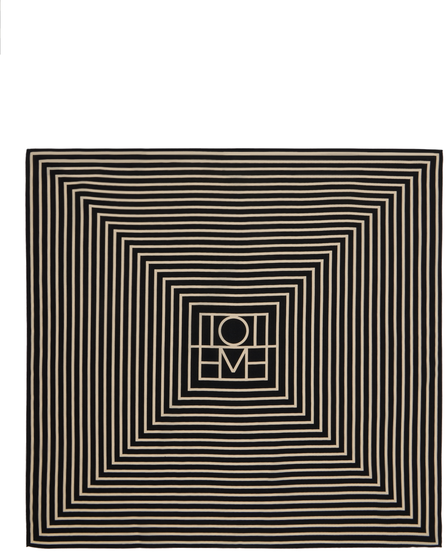 TOTEME: Black & Off-White Signature Monogram Silk Scarf | SSENSE