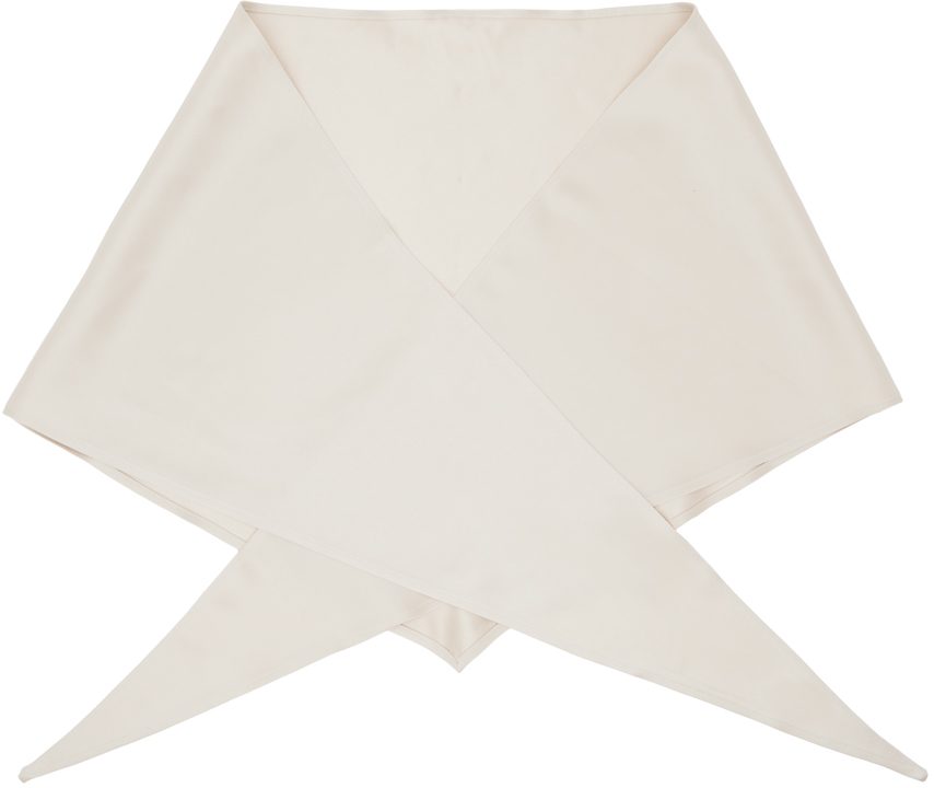 Shop Totême Off-white Satin Triangle Scarf In Ecru 116