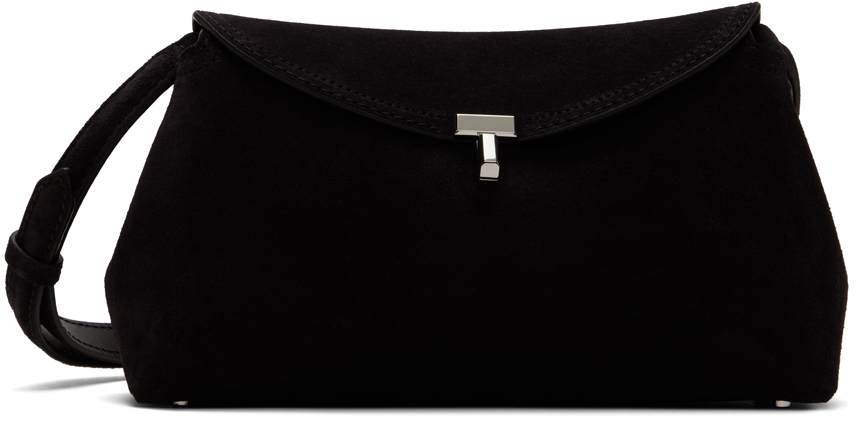 Shop Totême Black T-lock Clutch In 040 Espresso