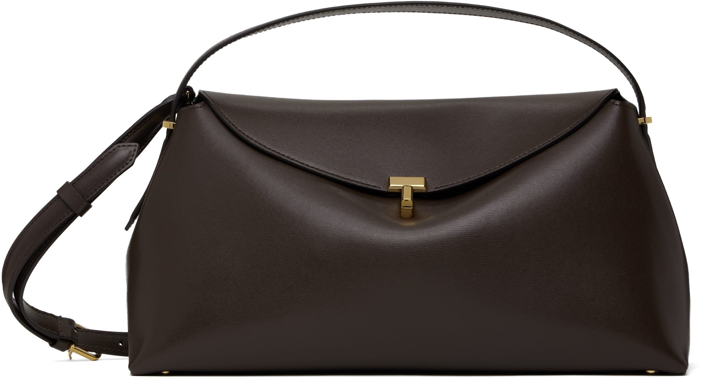 Taupe T-Lock Leather Top Handle Bag