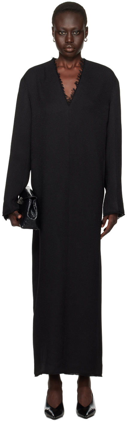 Black Broad Sablé Maxi Dress