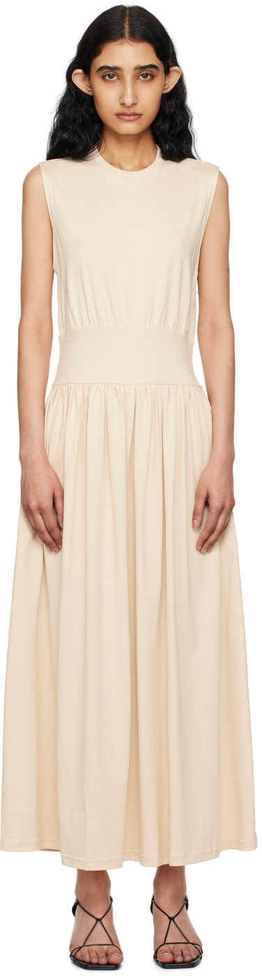 Totême Off-white Sleeveless Midi Dress In 087 Pearl