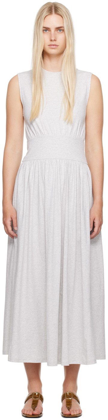 Shop Totême Gray Tee Midi Dress In 039 Pale Grey Mélang