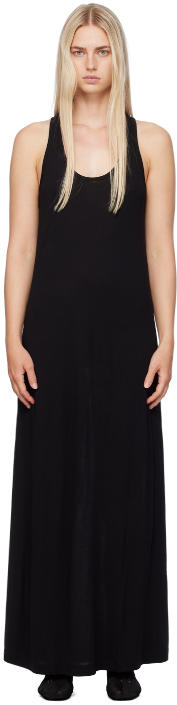 Shop Totême Black Scoop-neck Maxi Dress In 001 Black