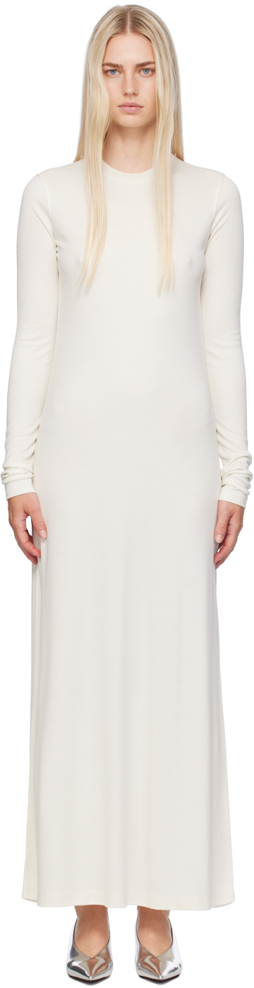 Shop Totême Off-white Long-sleeve Maxi Dress In 188 Meringue