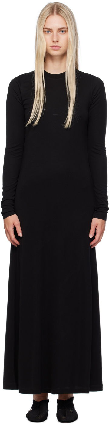 Shop Totême Black Long-sleeve Maxi Dress In 001 Black