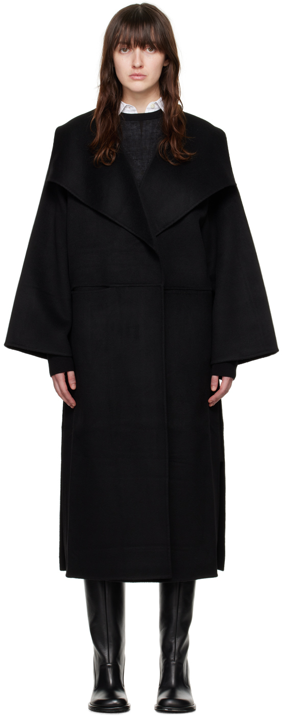 Shop Totême Black Signature Coat In 200 Black