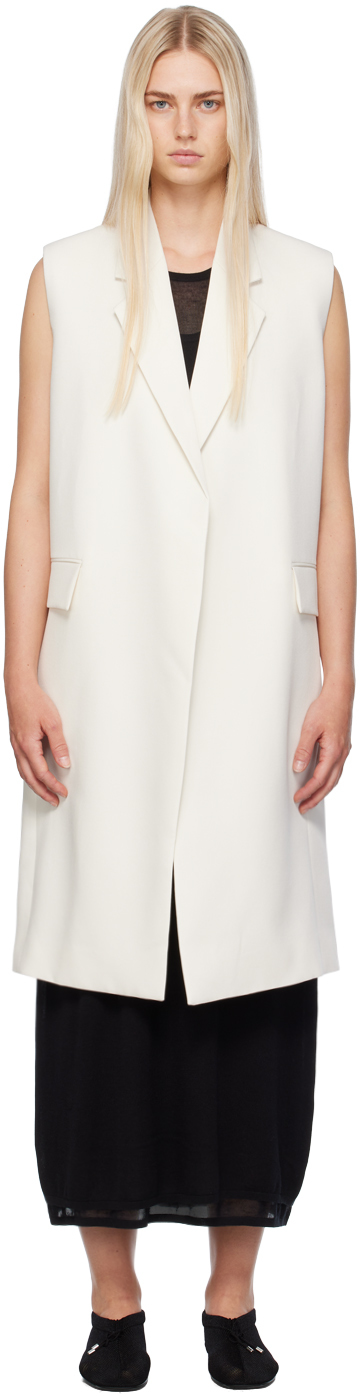 Shop Totême Off-white Sleeveless Coat In 059 Off White
