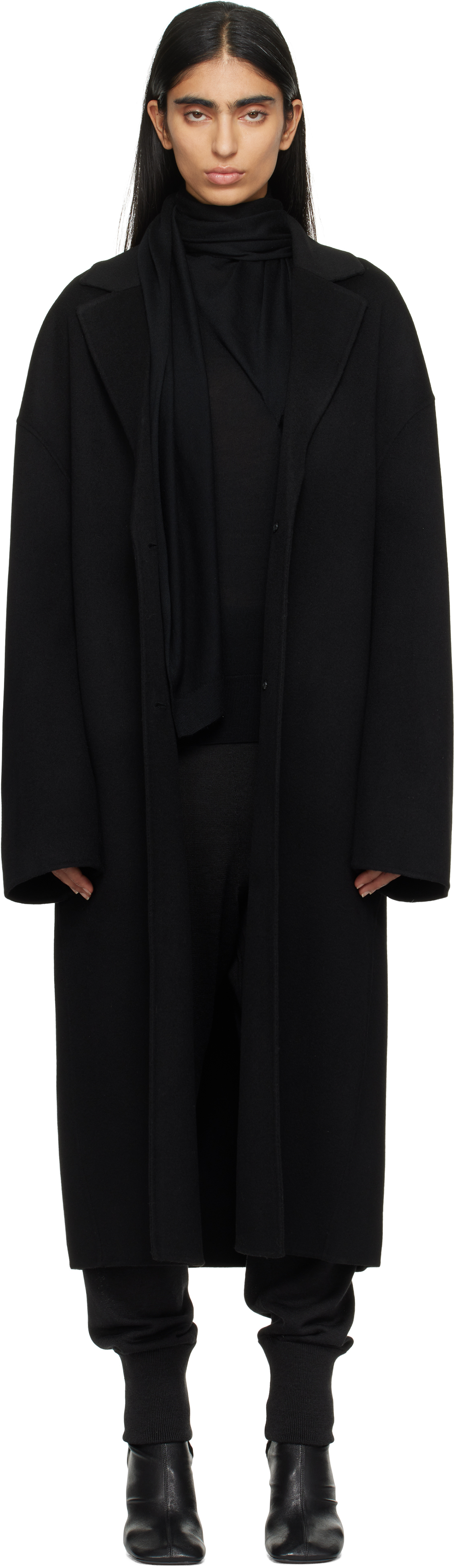 Shop Totême Black Doublé Cocoon Coat In Black 001