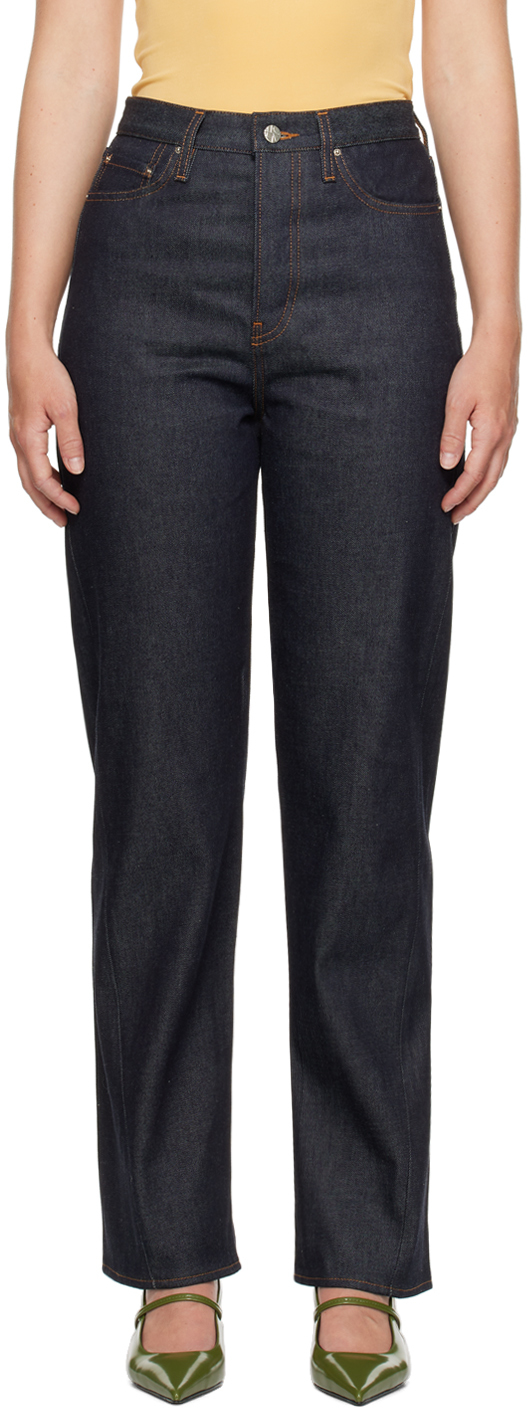 Shop Totême Navy Twisted Seam Jeans In 489 Raw