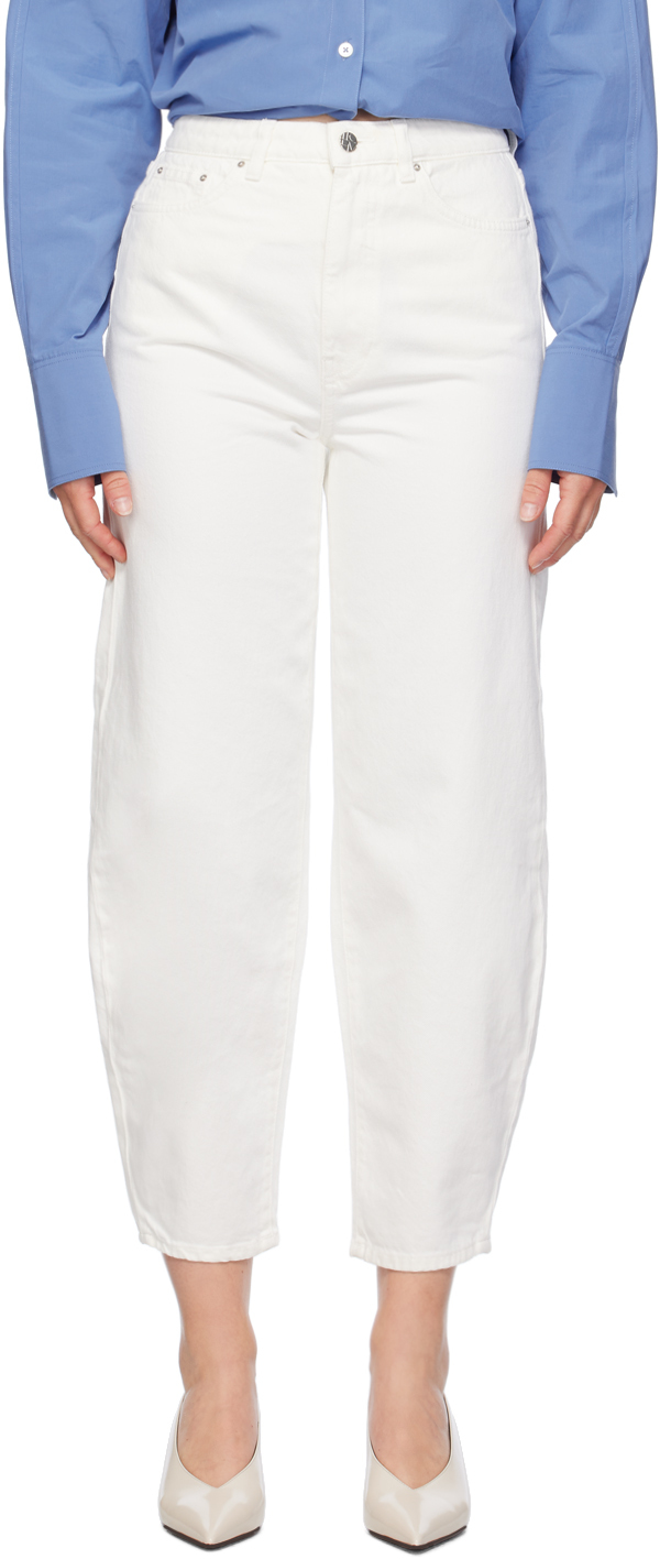 Shop Totême Off-white Barrel Leg Jeans In 110 Off-white