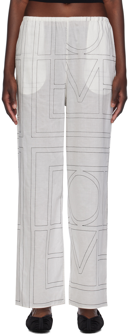White Monogram Pyjama Pants