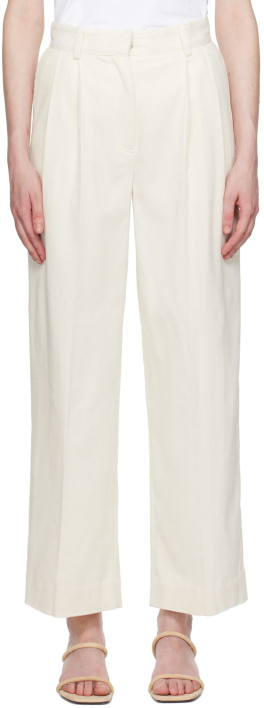 Totême Off-white Pleated Trousers In 188 Meringue