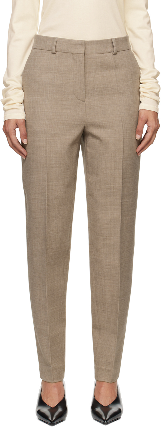 Beige Low-Waist Tailored Trousers