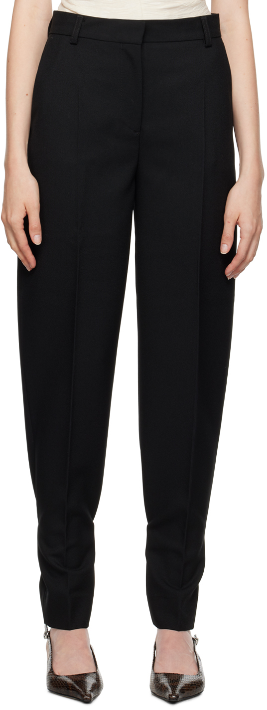 Shop Totême Black Buckled Slouch Trousers In Black 001