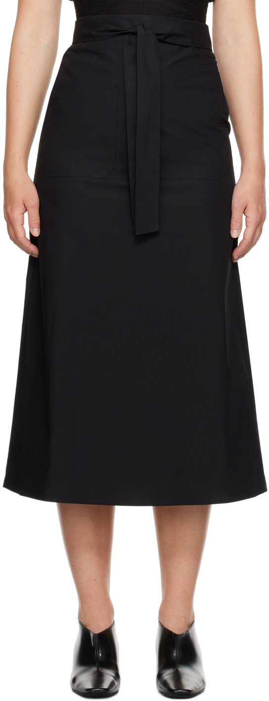Shop Totême Black Tie-waist Midi Skirt In 001 Black