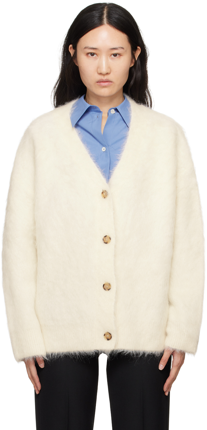 Shop Totême Ssense Exclusive Off-white Biella Cardigan In 008 Ivory