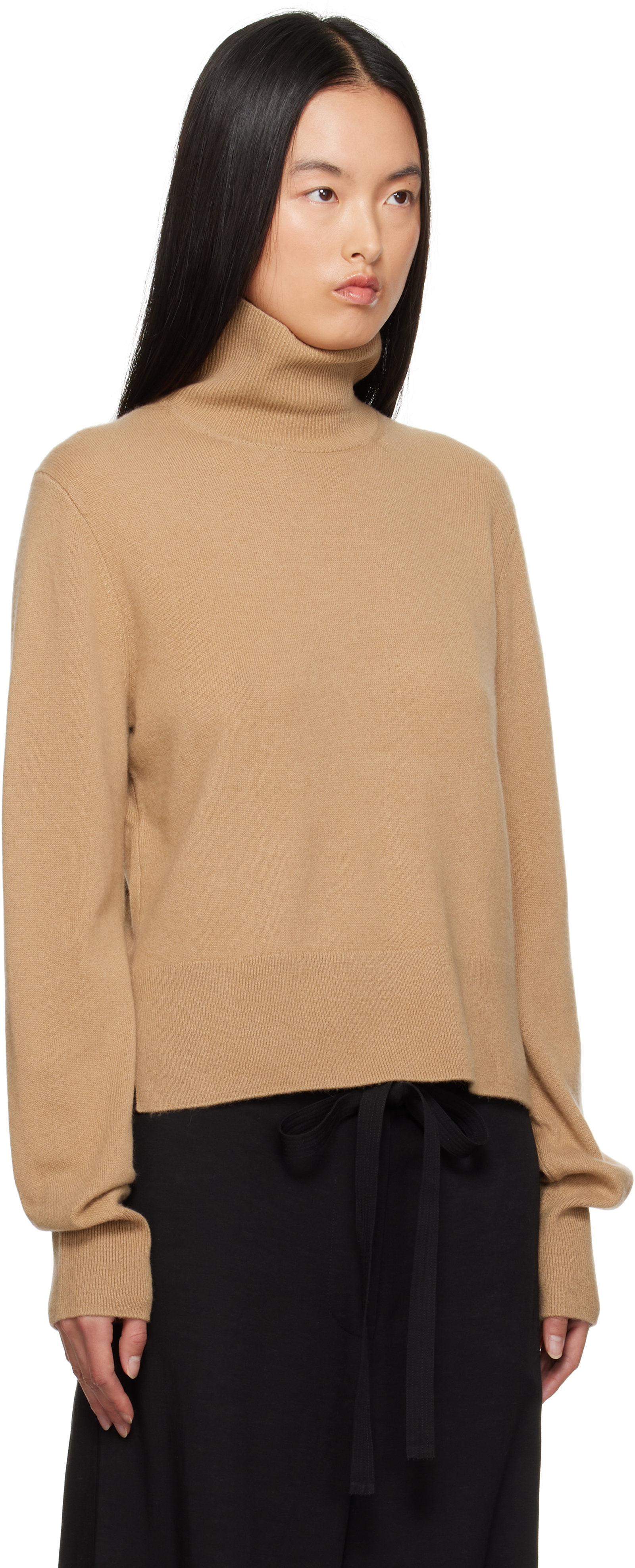 Totême Turtleneck Cashmere Crop Sweater In Camel 033