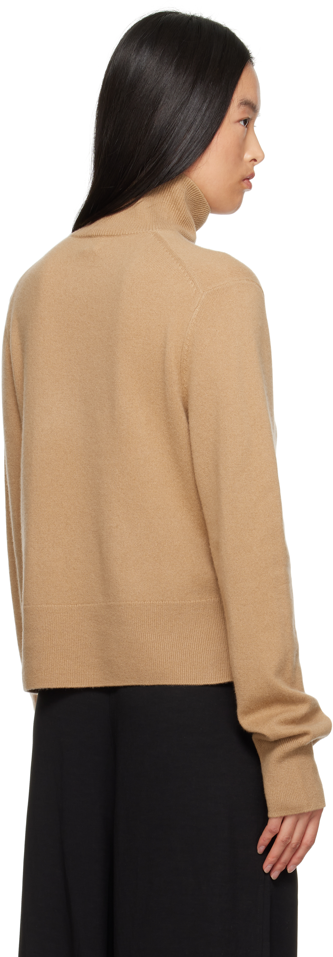 Totême Turtleneck Cashmere Crop Sweater In Camel 033