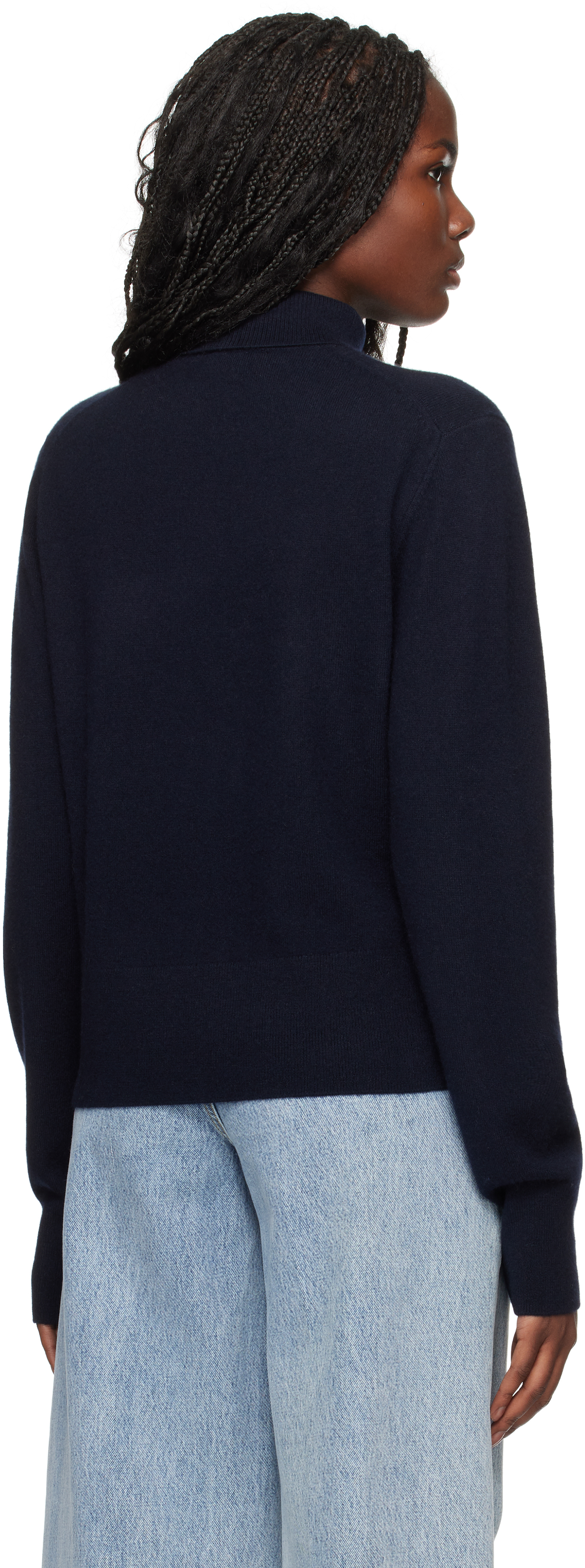 Totême Navy Cropped Turtleneck In Navy 016