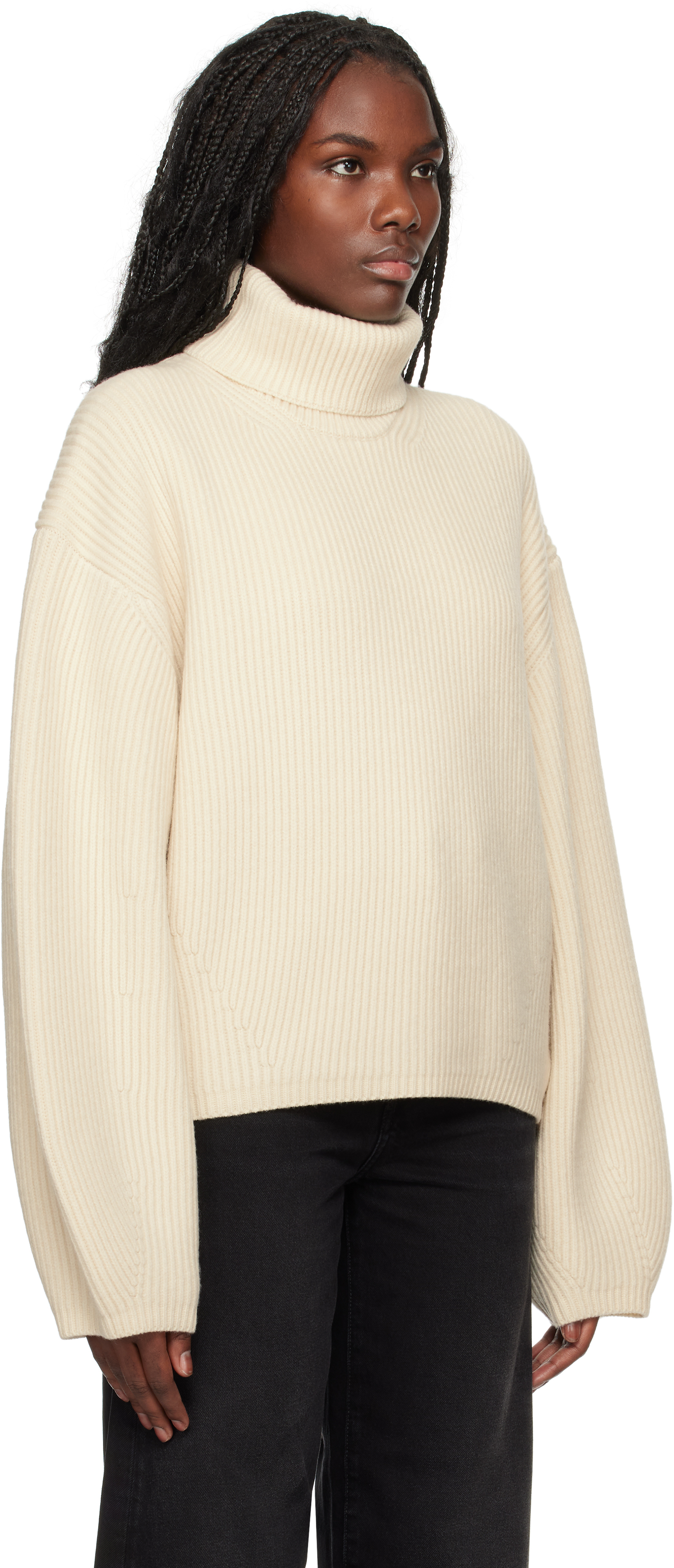 Totême Ribbed-knit Wool-blend Turtleneck Sweater In Off White 059