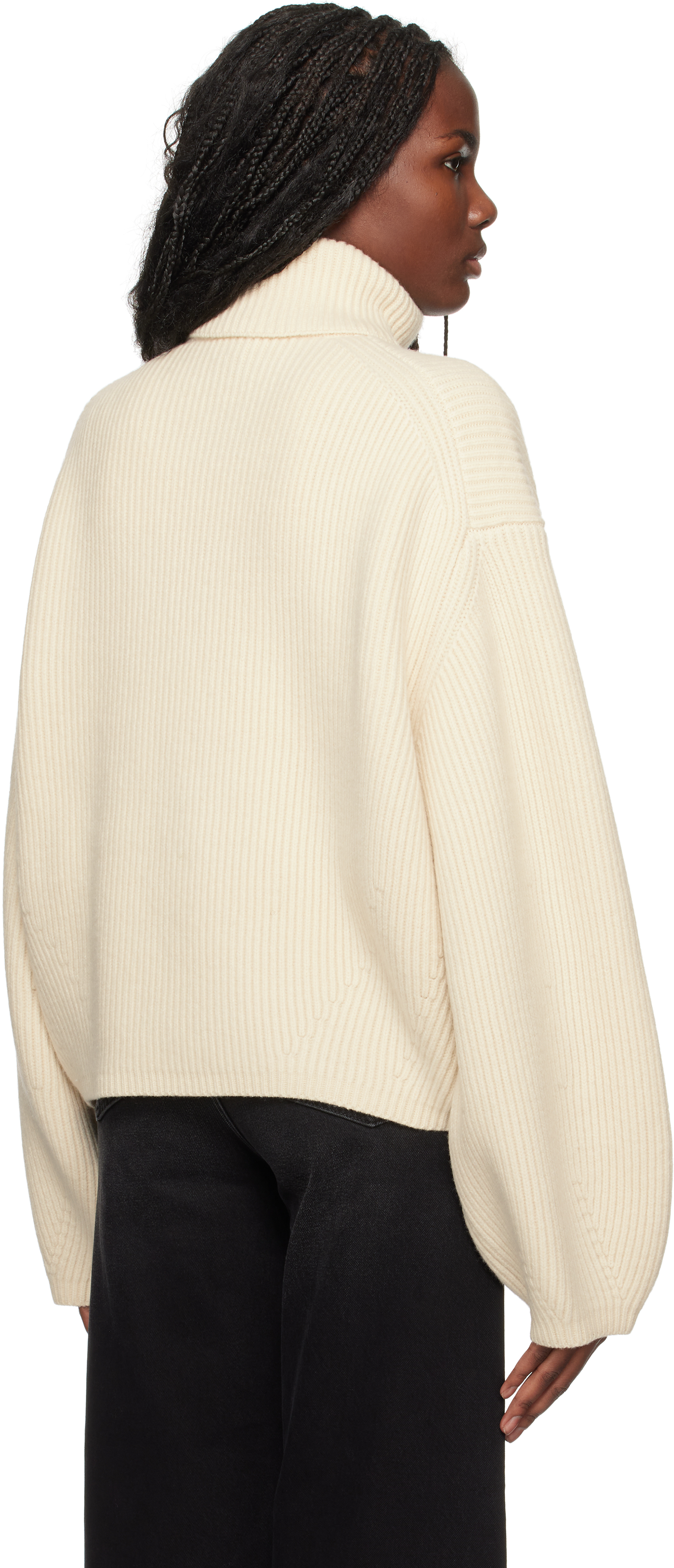 Totême Ribbed-knit Wool-blend Turtleneck Sweater In Off White 059